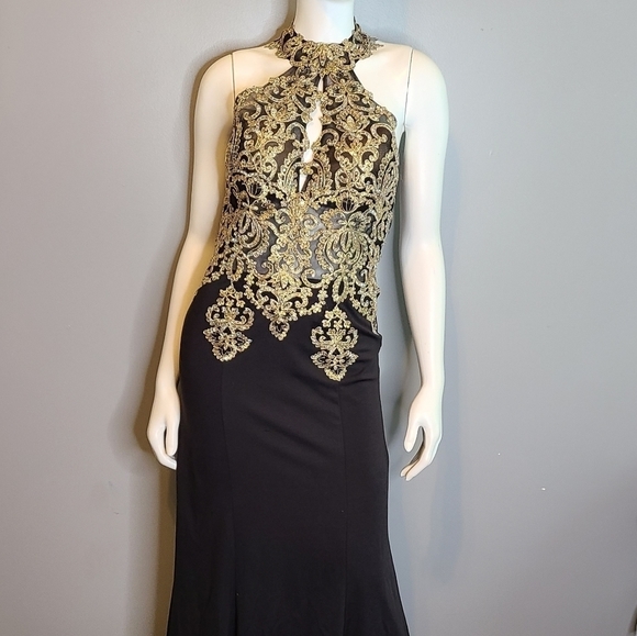 Elegant Black Floor Length Prom Dress size 6 FREE SHIPPING - Picture 7 of 15
